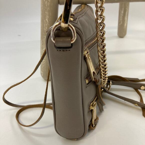 REBECCA MINKOFF TAUPE LEATHER GOLD STUD CROSSBODY BAG( ASIS) - Picture 5 of 16